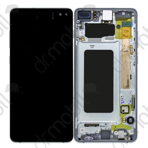 Előlap Samsung Galaxy S10 Plus (SM-G975) keret + LCD kijelző (érintőkijelző) GH82-18849B fehér